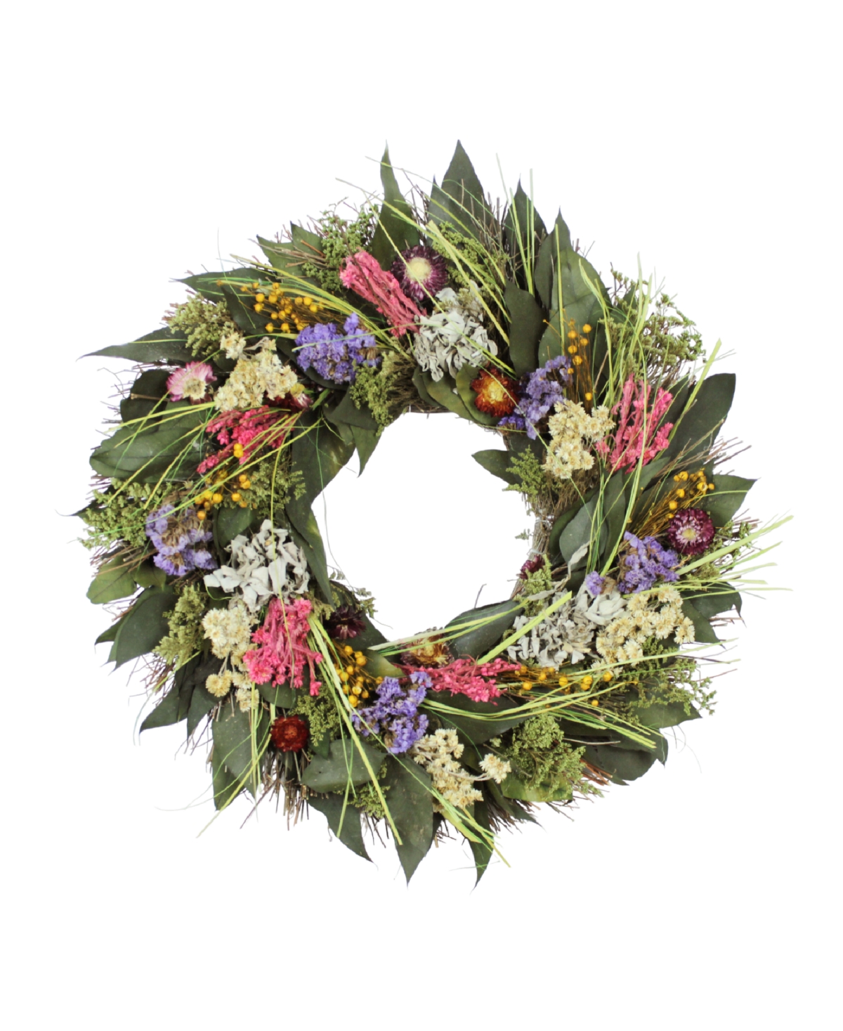 Preserved Floral Sage Wreath Handcrafted, 19"