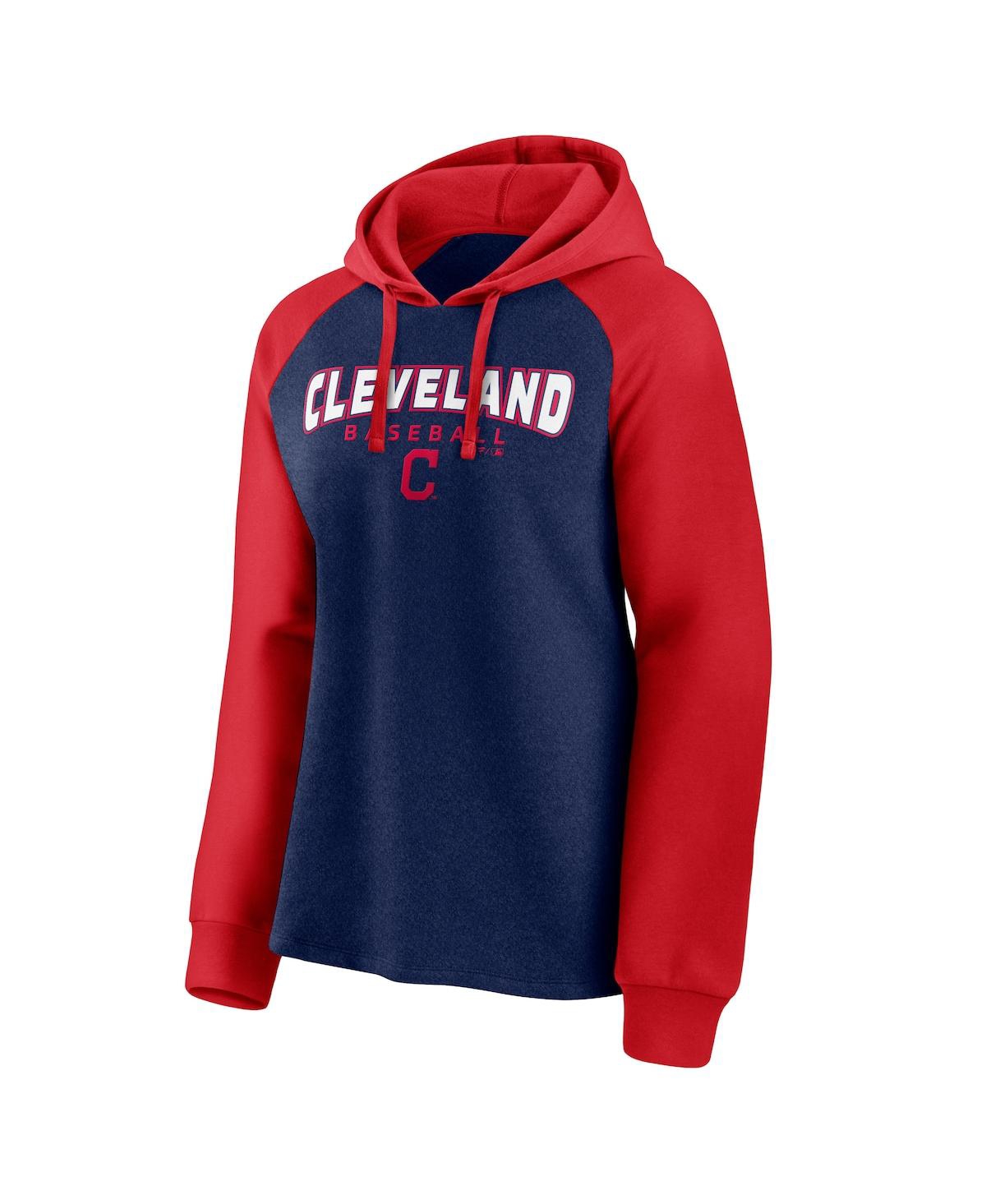 Women's Fanaticsand Red Cleveland Guardians Recharged Raglan Pullover Hoodie - Navy, Red