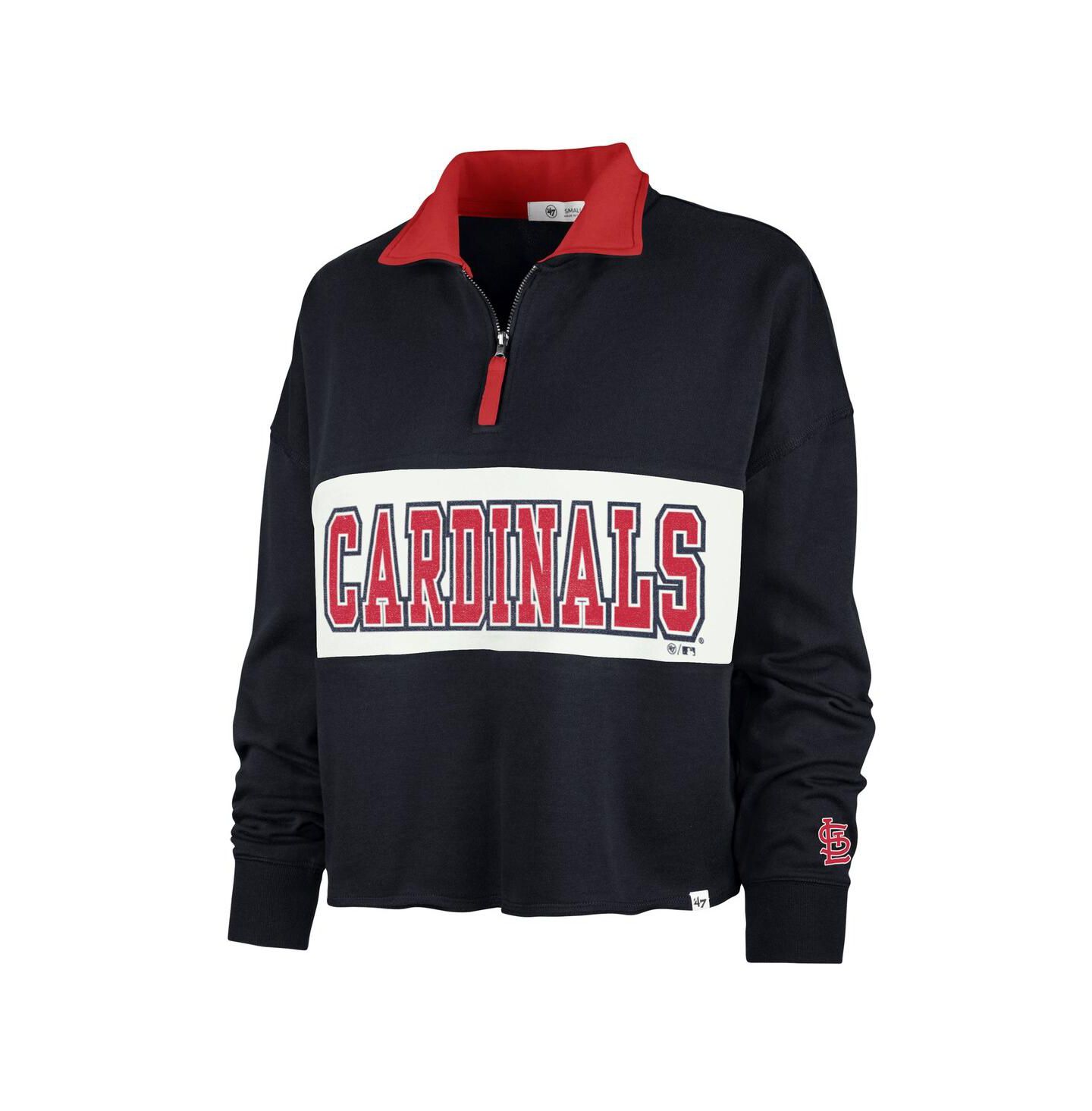 Женский топ '47 Brand Navy St. Louis Cardinals Remi Quarter-Zip Cropped — фото 3