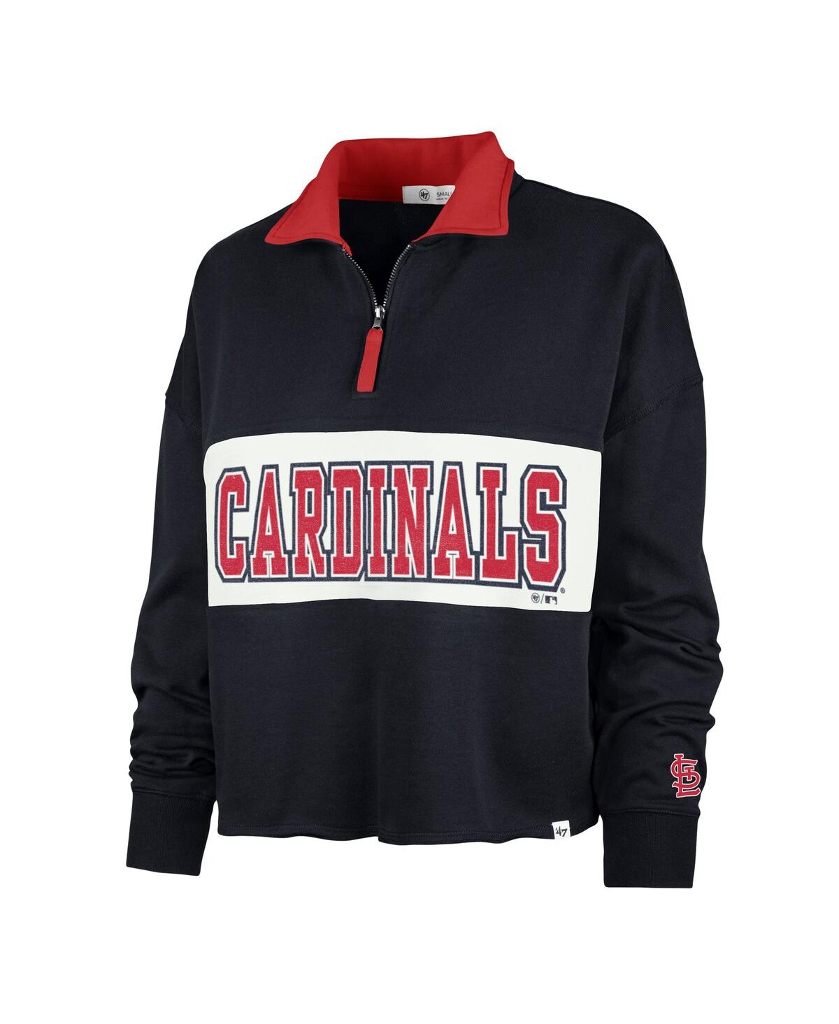 47 Brand Women's ' Navy St. Louis Cardinals Remi Quarter-zip Cropped Top In Navy