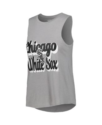 Women's Heather Black, Heather Gray Chicago White Sox Wordmark Meter Muscle Tank Top and Pants Sleep Set