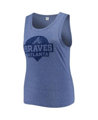 Women's Navy Atlanta Braves Plus Size High Neck Tri-Blend Tank Top