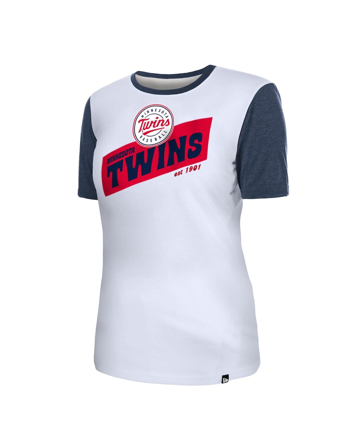 Shop New Era Women's  White Minnesota Twins Colorblock T-shirt