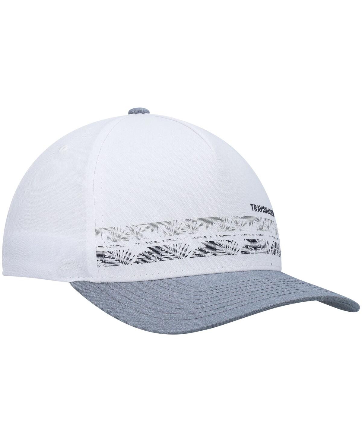 Shop Travis Mathew Men's  White And Gray Drone Footage Snapback Hat In White,gray