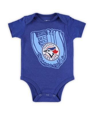 Newborn and Infant Boys and Girls Royal, Powder Blue, White Toronto Blue Jays Minor League Player Three-Pack Bodysuit Set