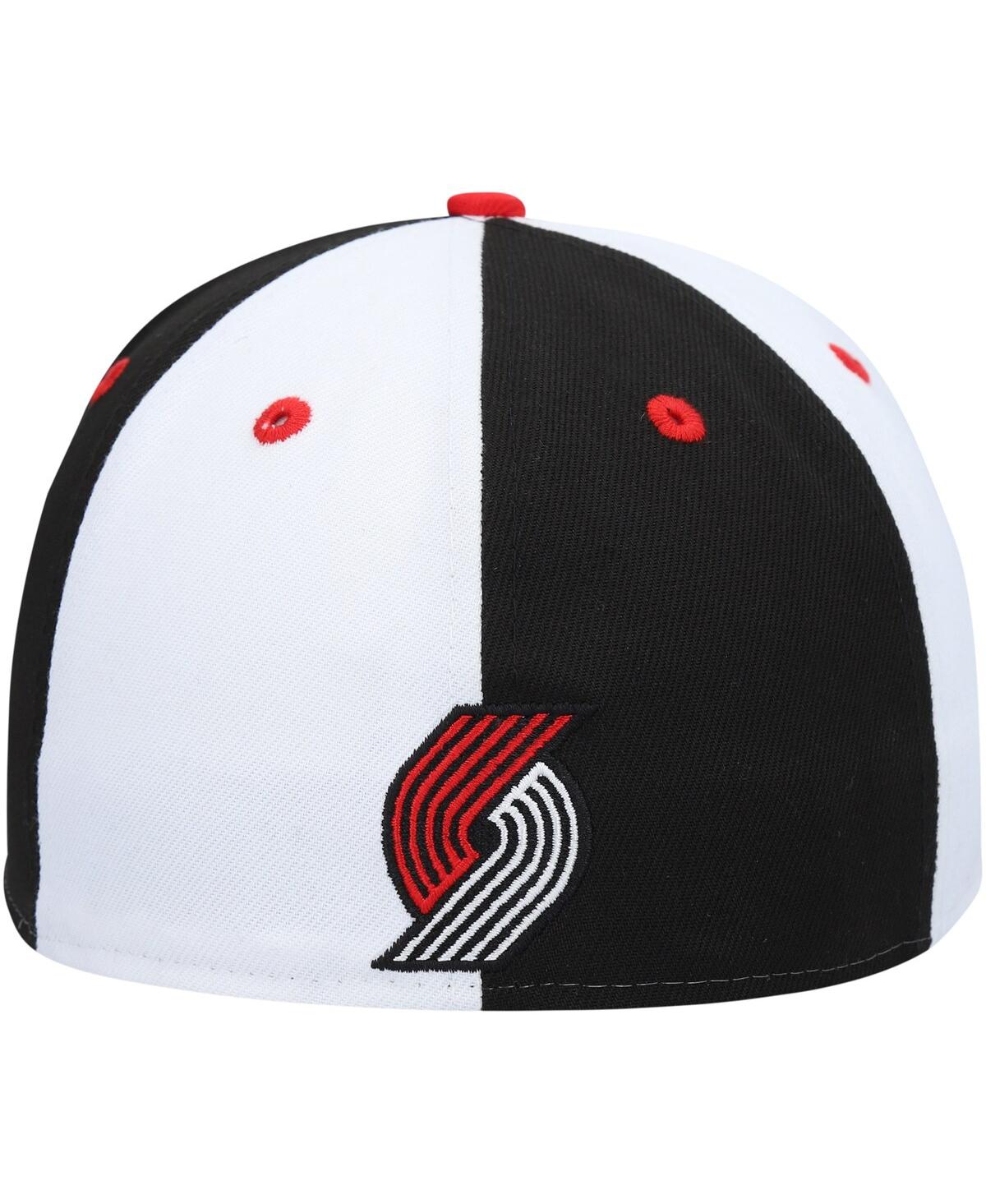 Shop New Era Men's  Black, White Portland Trail Blazers Script Pinwheel 59fifty Fitted Hat In Black,white