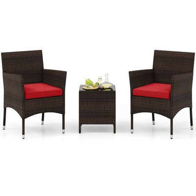 3 PCS PE Rattan Wicker Furniture Sets