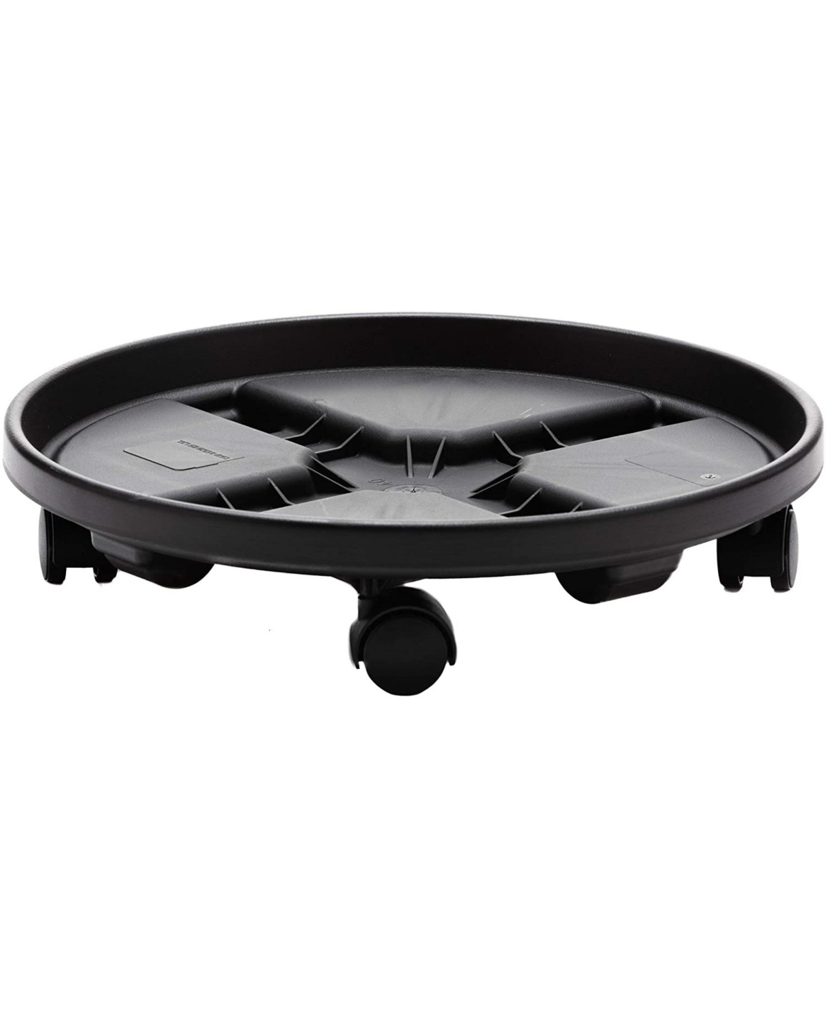 Plant Caddie With Saucer Tray and Wheels, Round, Black 16 Inches - Black