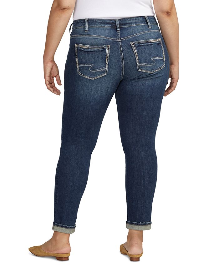 Silver Jeans Co. Plus Size Girlfriend Mid Rise Slim-Leg Jeans - Macy's