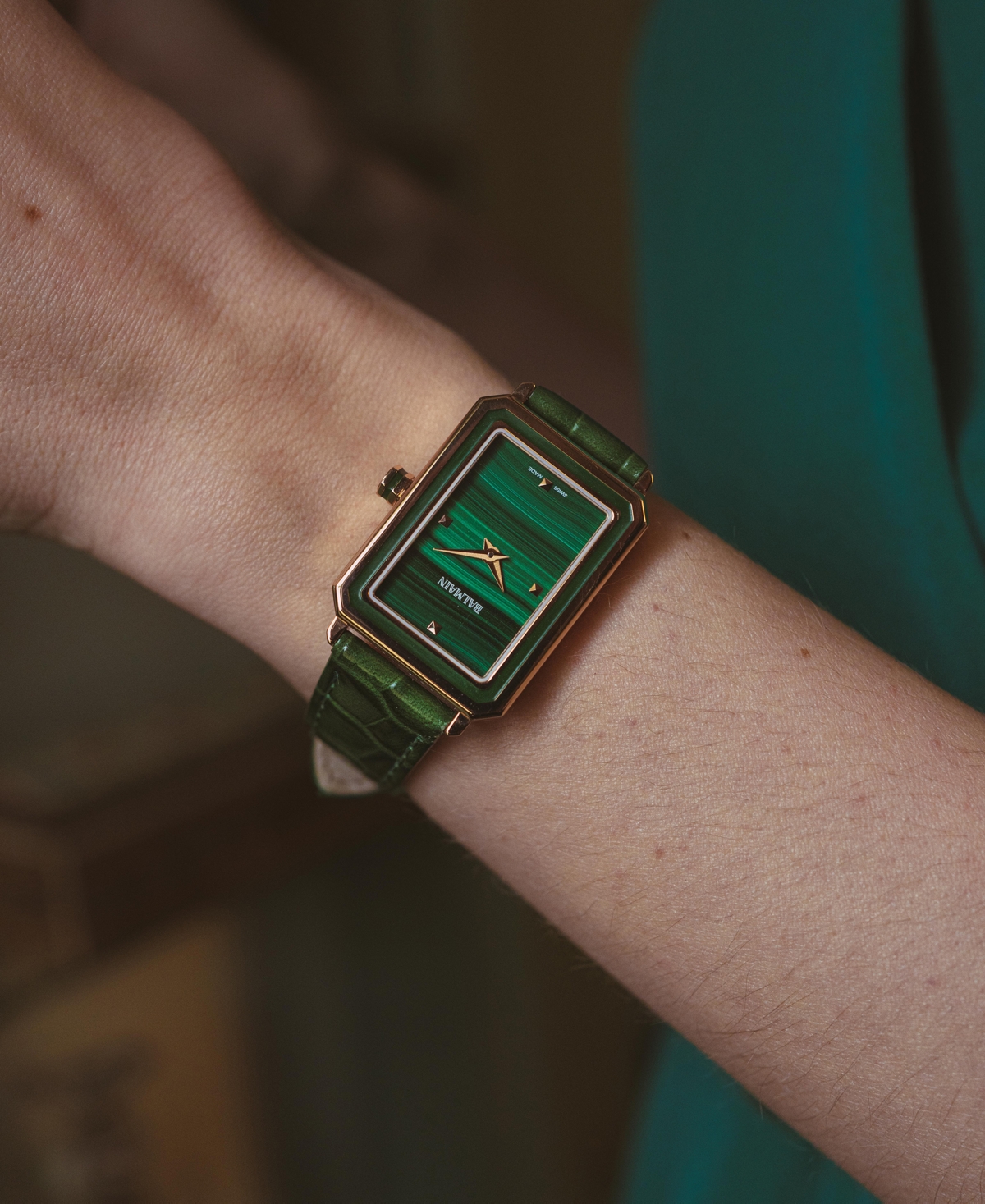Shop Balmain Women's Swiss Eirini Green Leather Strap Watch 25x33mm In Pink,green