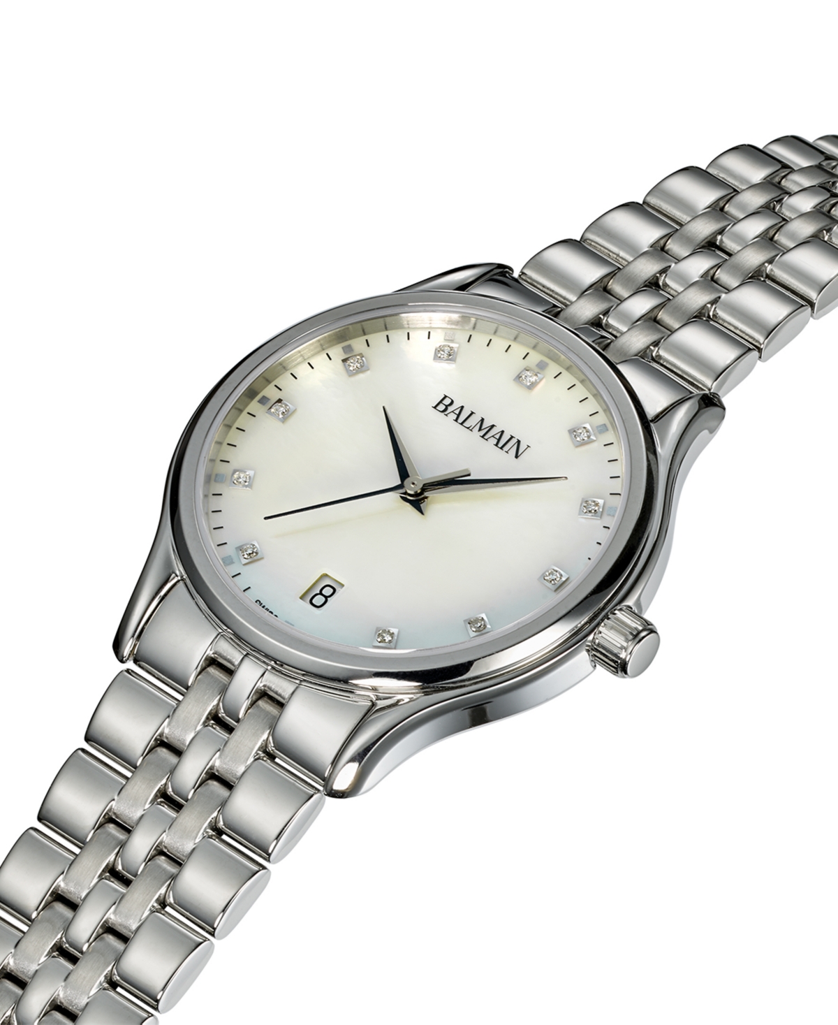 Shop Balmain Women's Swiss Beleganza Diamond (1/20 Ct. T.w.) Stainless Steel Bracelet Watch 32mm In Silver