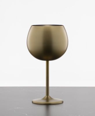 12 Oz Brushed Gold Stainless Steel Red Wine Glasses, Set of 4
