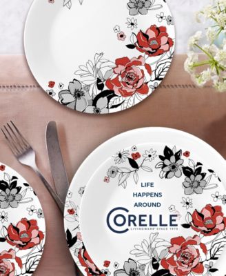 Corelle Vitrelle Chelsea Rose 12 Dinnerware Set, Service for
