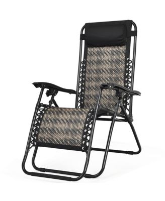 Patio Rattan Zero Gravity Lounge Chair Folding Recliner