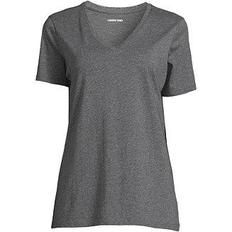 Lands' End Women's Tall Relaxed Supima Cotton Short Sleeve V-Neck T ...