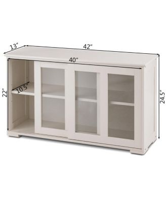 Storage Cabinet Sideboard Buffet Cupboard Glass Sliding Door