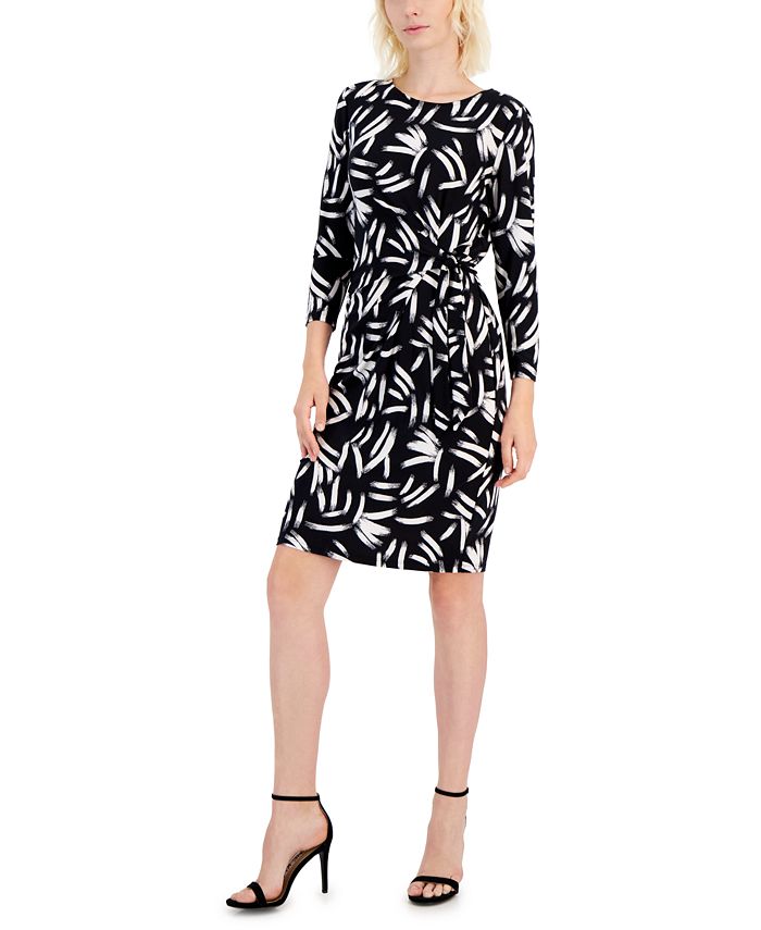 Kasper Women's Printed Anise Faux-Wrap Side-Twist Dress - Macy's