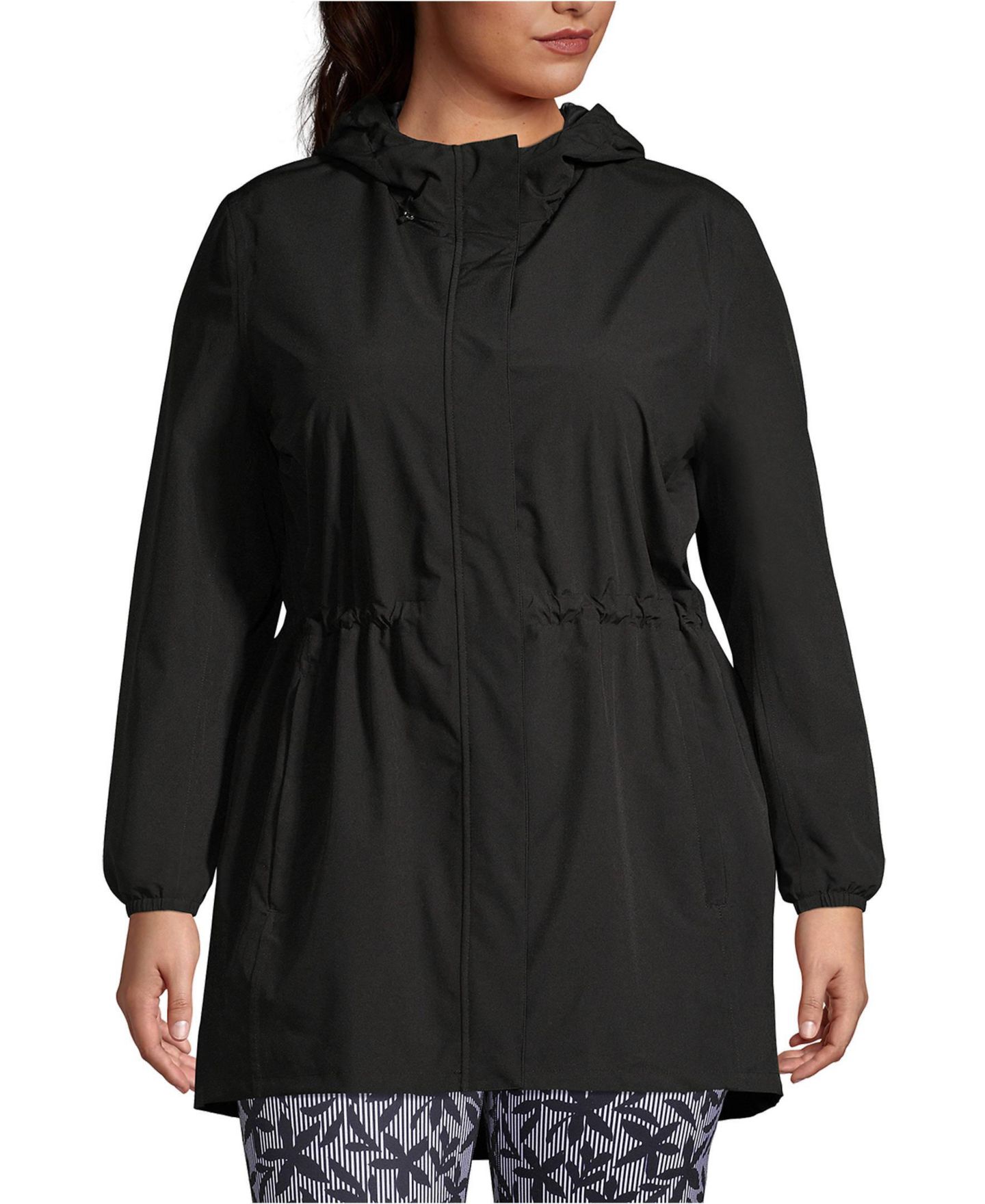Женские куртки Lands' End Plus Size Squall Packable Waterproof Raincoat, цвет: Чёрный — фото 1