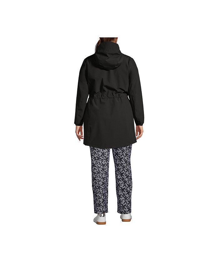 Lands' End Plus Size Waterproof Hooded Packable Raincoat Macy's