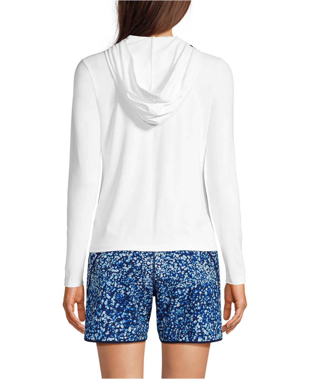 Lands' End Women's Hooded Full Zip Long Sleeve Rash Guard Upf 50 Cover-up