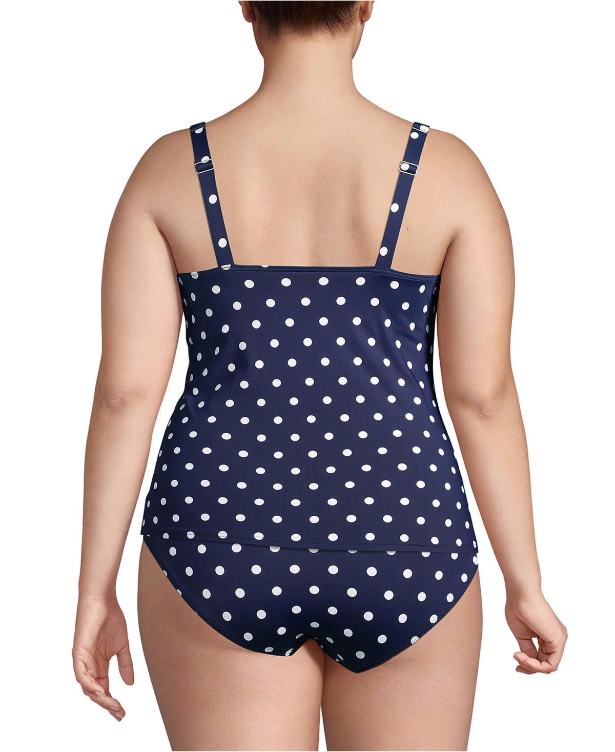 Lands' End Plus Size Long Square Neck Underwire Tankini Swimsuit Top