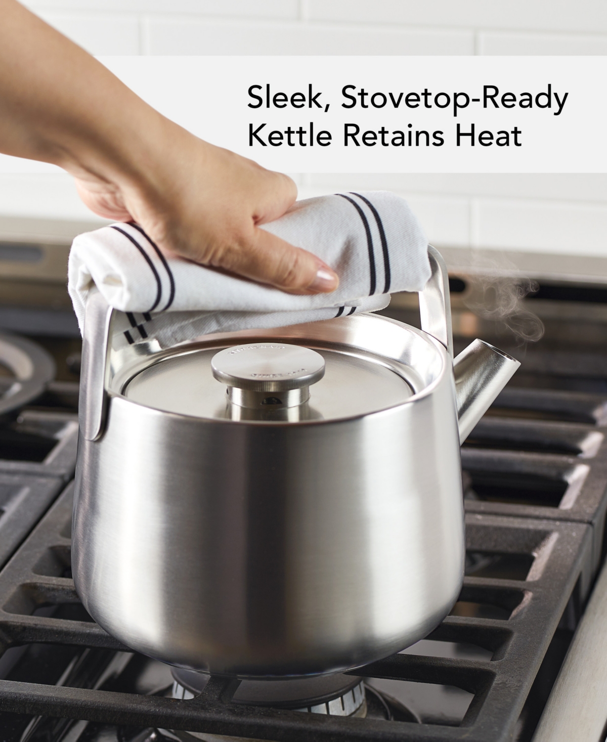 Anolon Stainless Steel Whistling Induction Teakettle, 1.9-quart In Brushed Ss