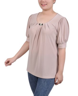 Petite Short Sleeve Balloon Sleeve Top