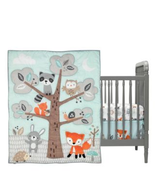 Baby Woodland Friends 3-Piece Animals Mint/Gray Crib Bedding Set