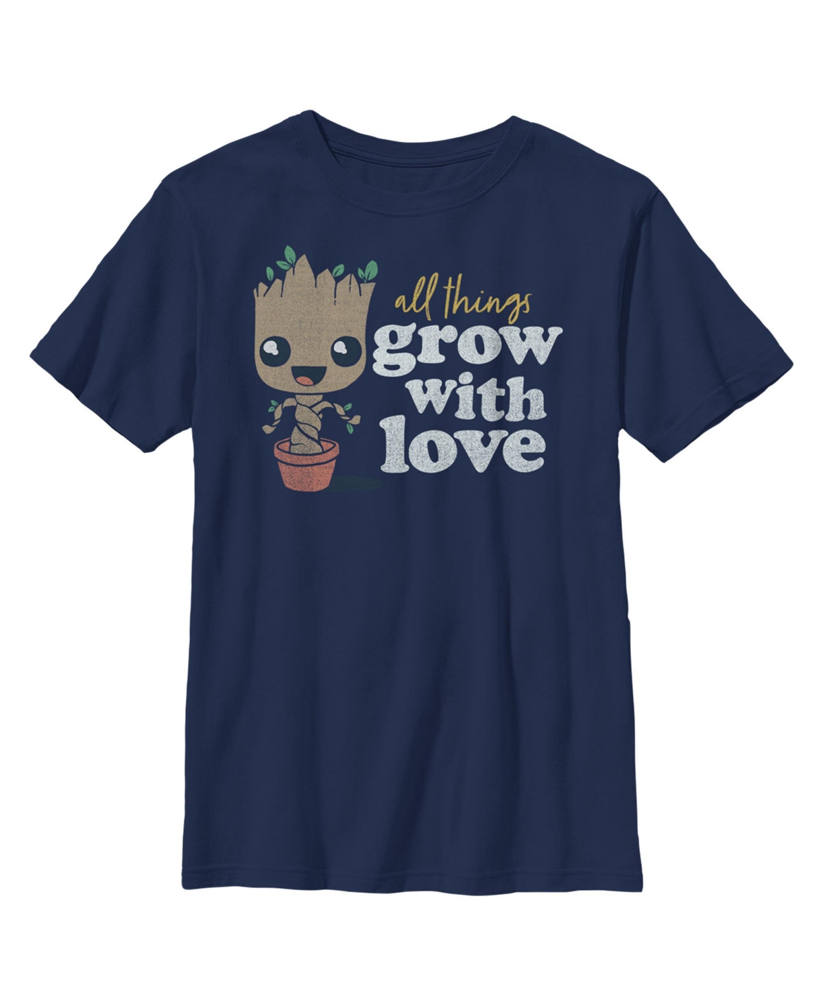 Marvel Boy's Guardians Of The Galaxy Groot All Things Grow With Love Child T-shirt In Navy Blue