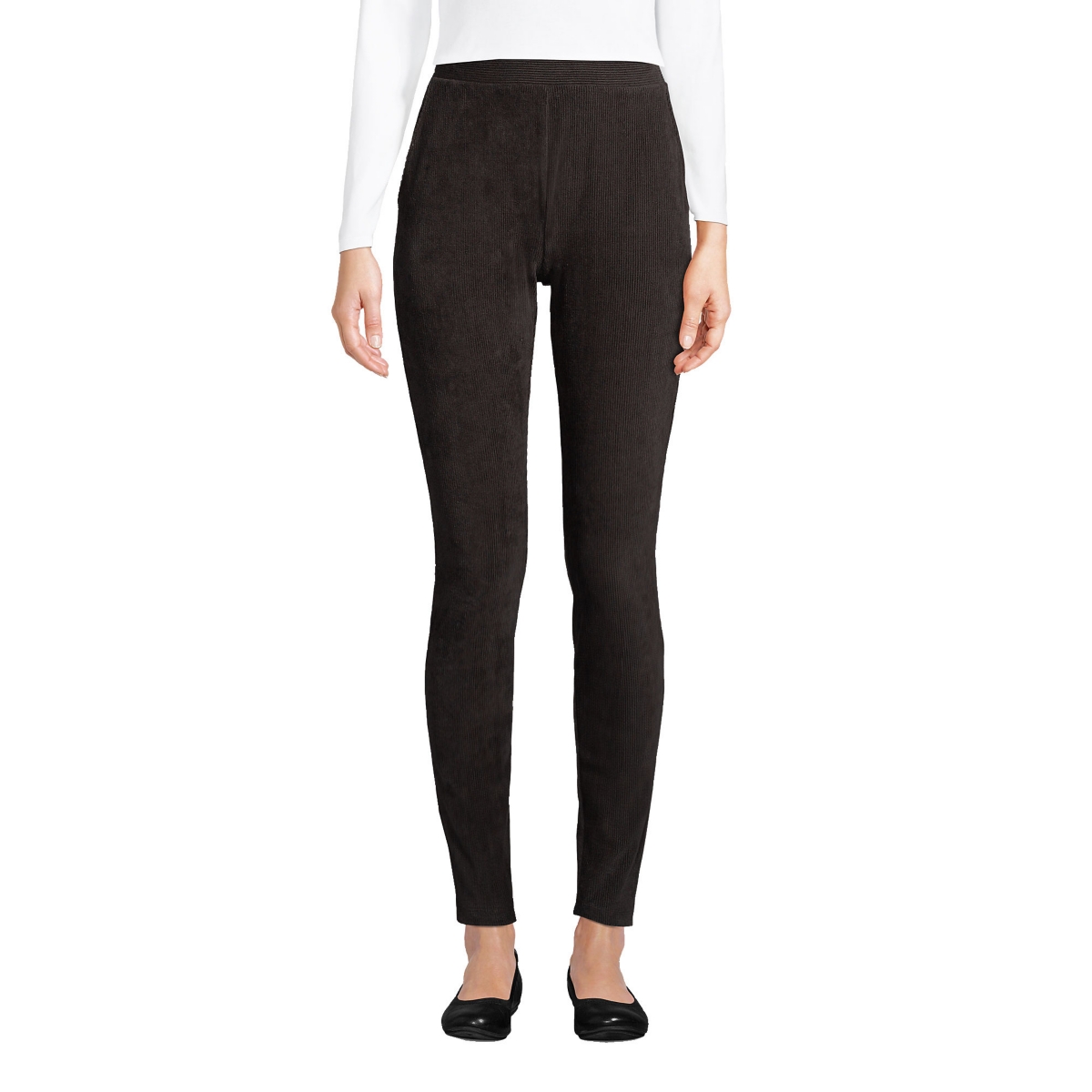 LANDS' END WOMEN'S SPORT KNIT HIGH RISE CORDUROY LEGGINGS