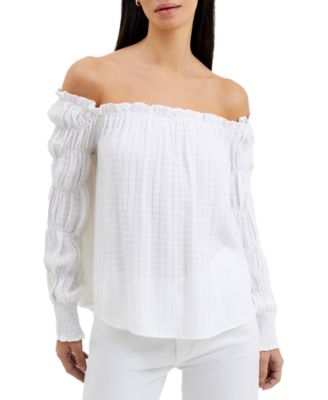 French Connection - Women's Birch Seersucker Smocked Bardot Top