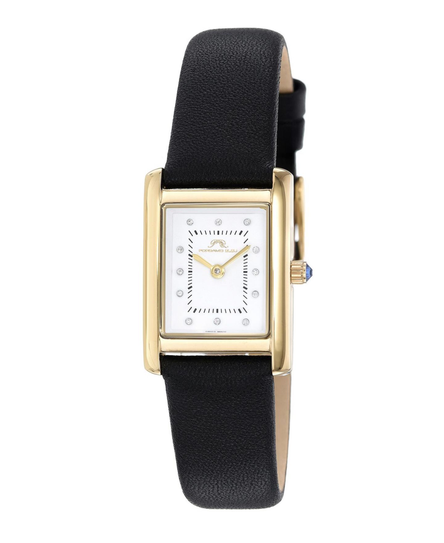 Женские часы Porsamo Bleu Karolina Diamond Genuine Leather Band Watch 1082AKAL, цвет: Чёрный — фото 1
