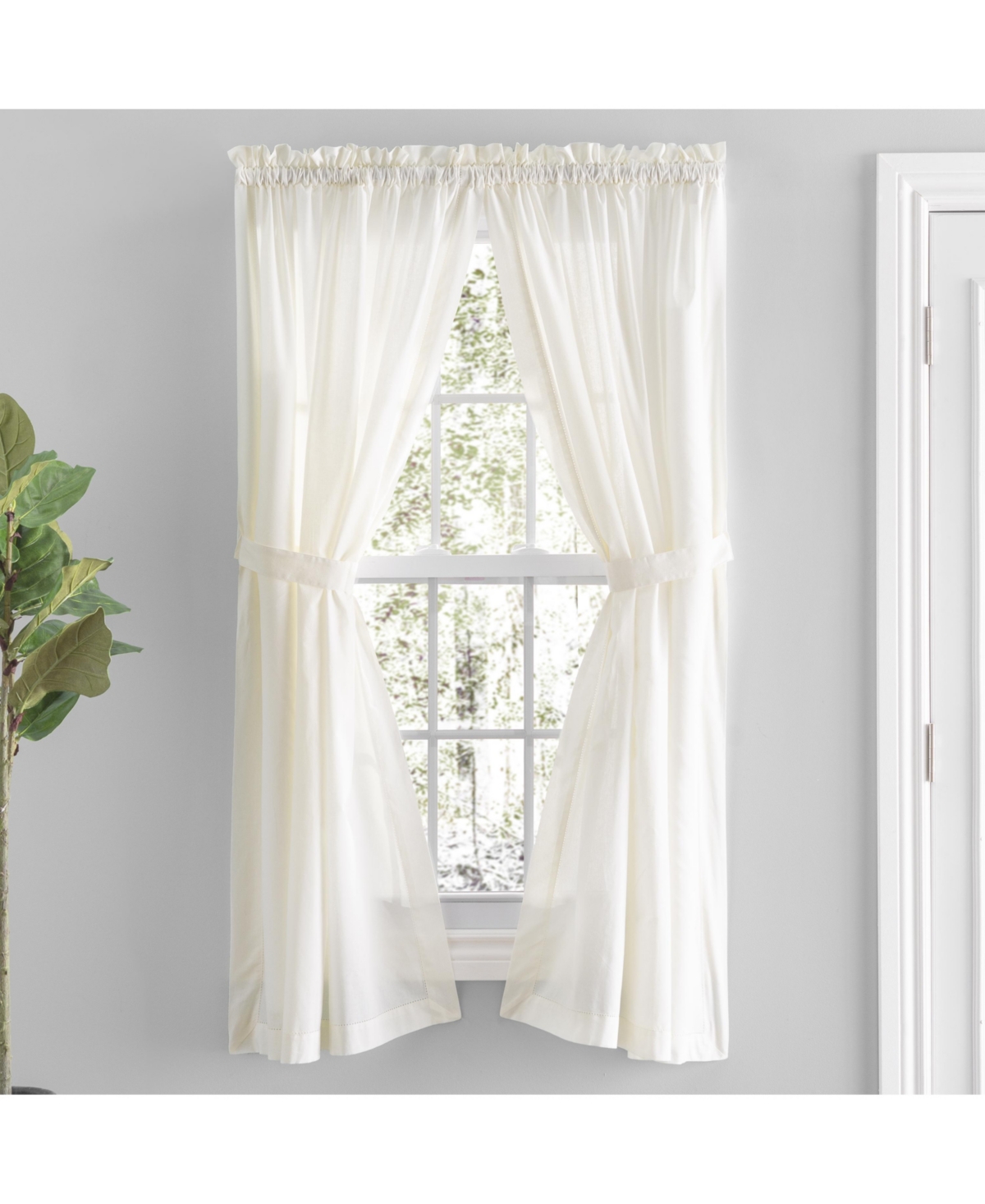 Ricardo Simplicity Rod Pocket Tailored Curtain Panel Pair w/Tiebacks 80"W x 72"L