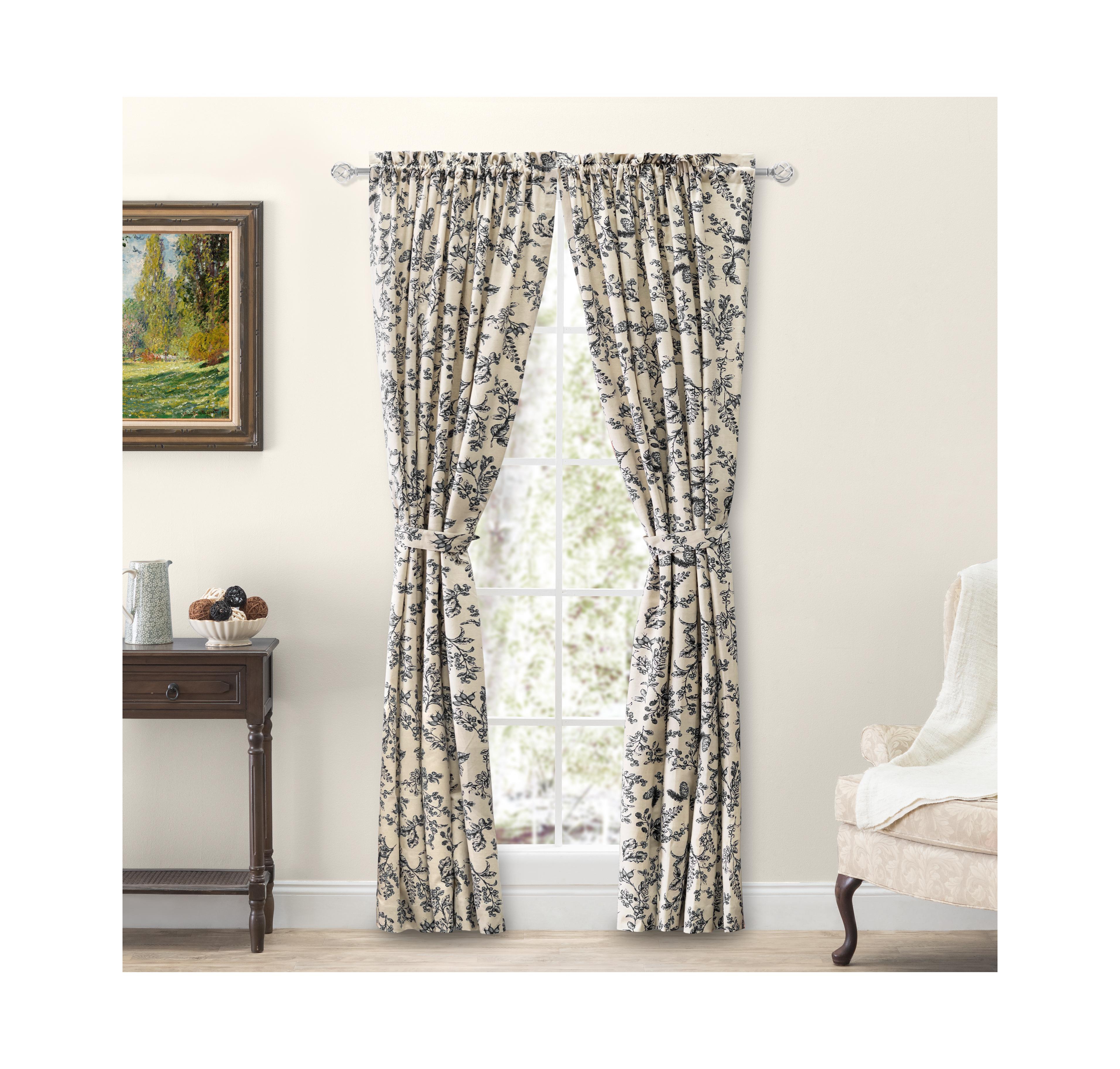 Ricardo Waverly Gardens Tailored Curtain Panel Pair with tiebacks 84"W x 45"L