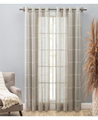 Horizon Stripe Textured Semi-Sheer Grommet Curtain Panel 55"W x 63"L