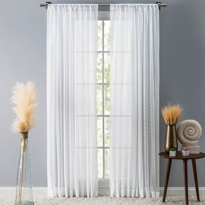 Stripe Lace Rod Pocket Curtain Panel 54"W x 84"L