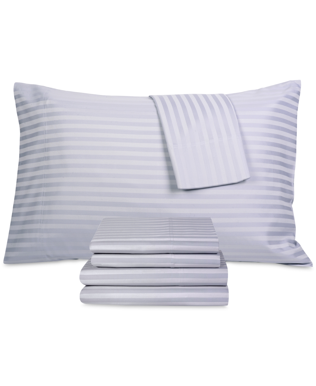 Shop Fairfield Square Collection Brookline 1400 Thread Count 6 Pc. Sheet Set, Queen, Created For Macy's In Sky Blue Stripe