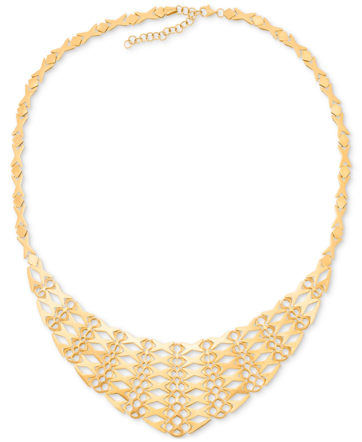 Macy's Graduated Openwork Statement Necklace In 14k Gold-plated Sterling Silver, 17" + 2" In Gold Over Silver