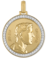 Esquire Men's Jewelry Cubic Zirconia Julius Caesar Coin Pendant in Sterling Silver & 14k Gold-Plate, Created for Macy's - Gold 