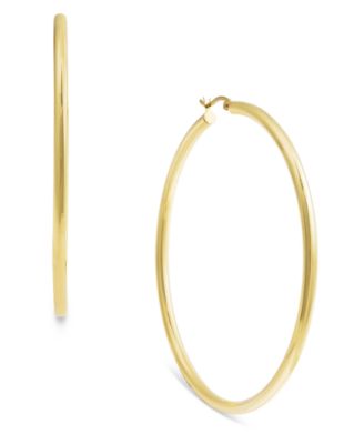 Round Hoop Earrings in 14k Gold Over Silver 