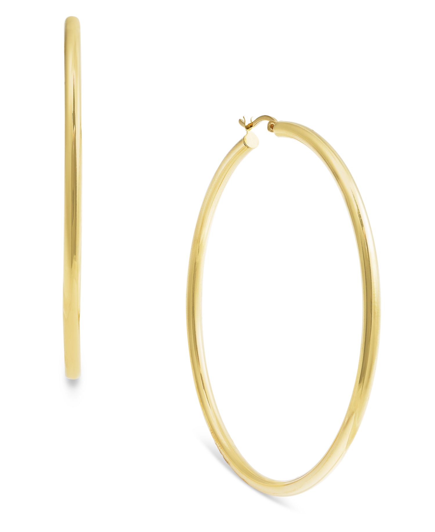 Round Hoop Earrings in 14k Gold Over Silver
