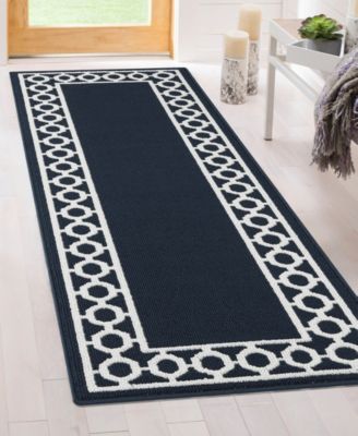 Jean Pierre New York Jean Pierre Christine Trellis Border Tufted Runner Rugs In Blue