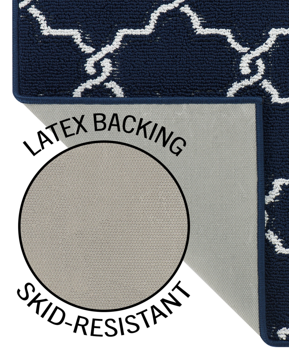 Jean Pierre - Machine Washable Yohan Trellis Tufted Runner Rug, - Navy and White