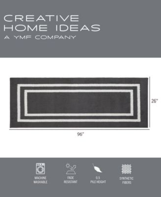 Jean Pierre Double Line Border Tufted - Machine Washable Runner Rug, 26" x 96"