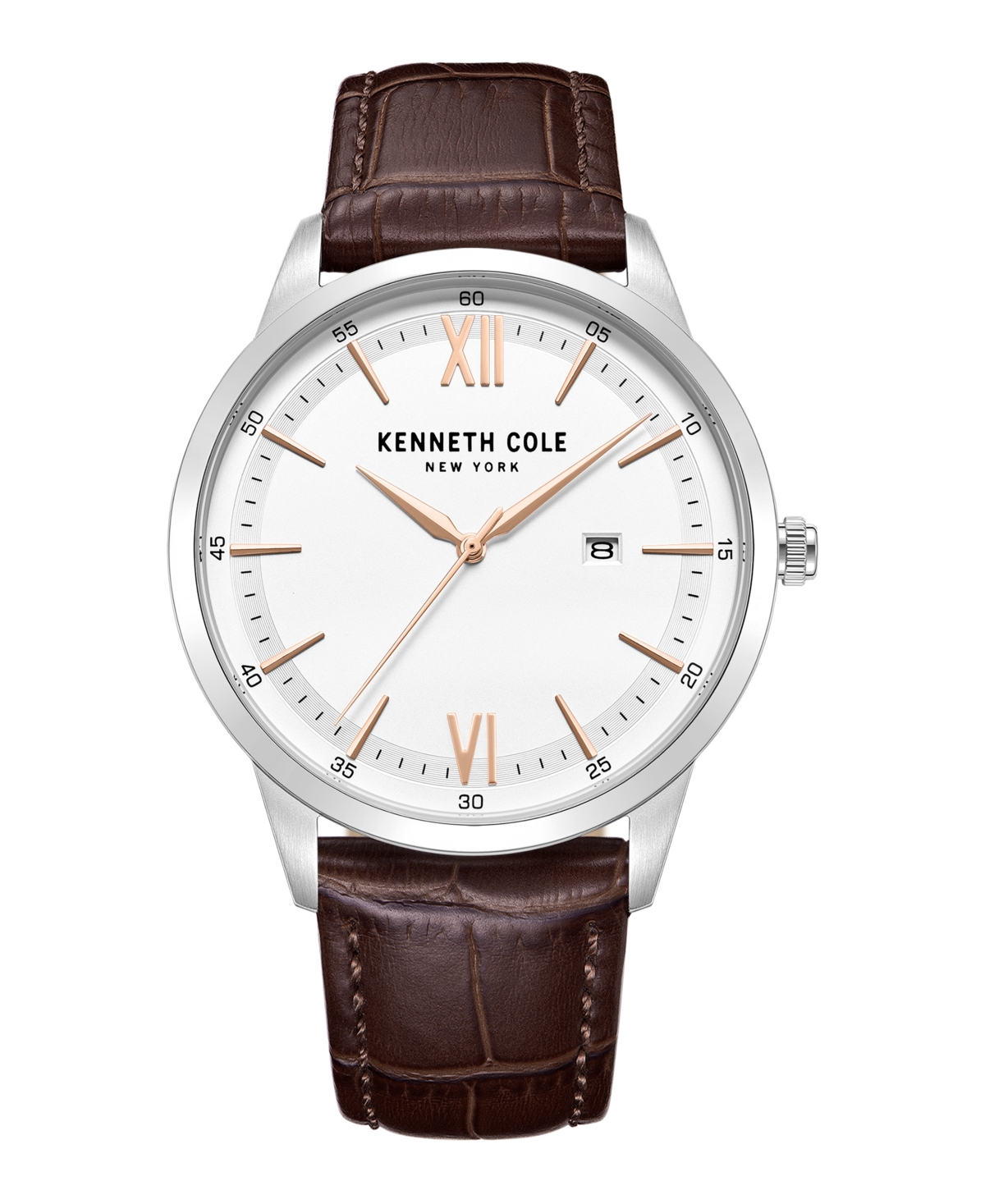 Kenneth Cole New York Men's Quartz Slim Brown Genuine Leather Watch 43mm