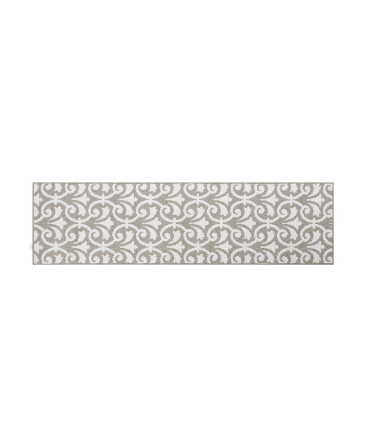 Jean Pierre Karb Floral Scroll Tufted- Machine Washable Runner Rug, 26" X 72" In Light Gray And White