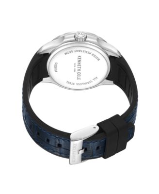 Men's Multifunction Dress Sport Blue Genuine Leather Watch 42mm