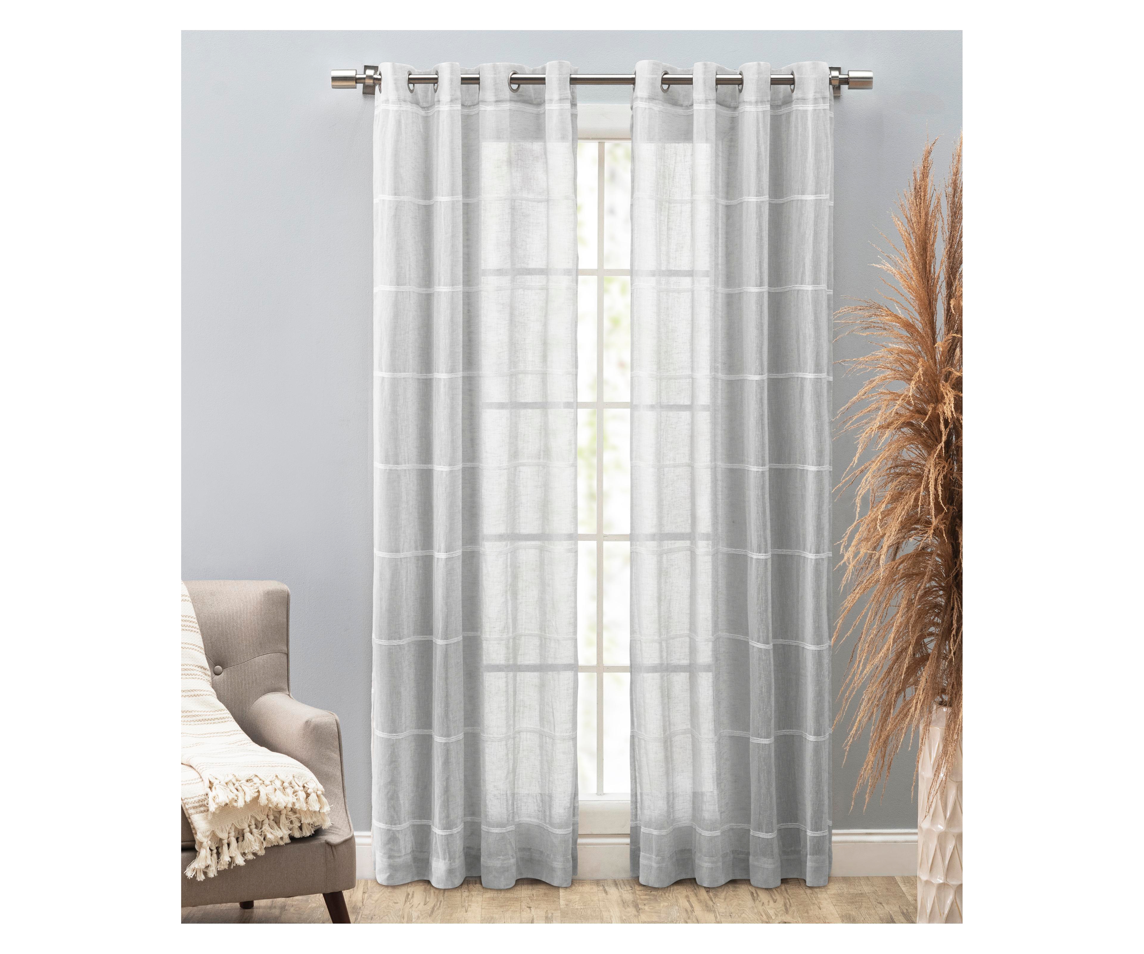 Ricardo Horizon Stripe Textured Semi-Sheer Grommet Curtain Panel 55"W x 63"L
