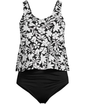 Women's V-neck One Piece Fauxkini Swimsuit Faux Tankini Top