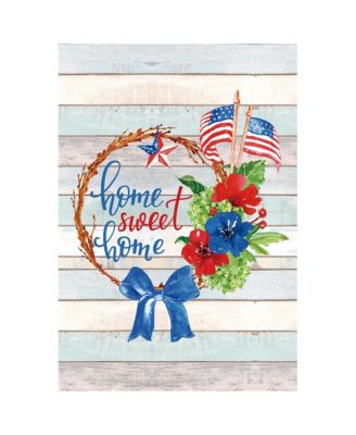 Home Sweet Home Patriotic Wreath Outdoor Garden Flag 12.5" x 18"